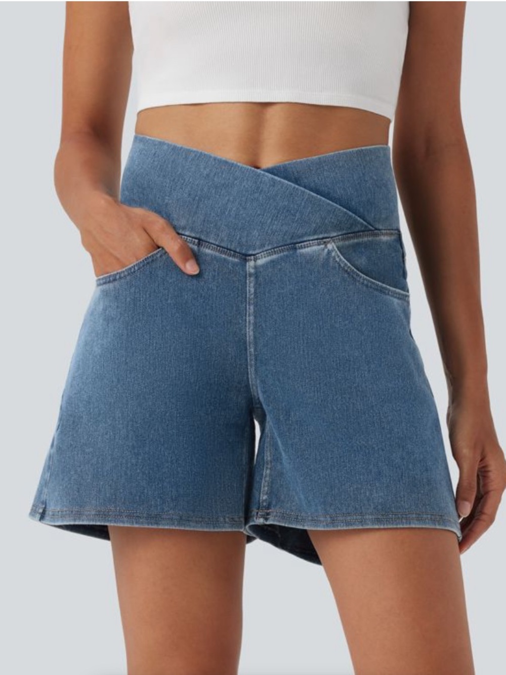 Halara Flex Crossover High Waisted pockets Wide Leg A Line Shorts size small